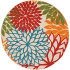 Nourison Home Aloha ALH05 5'3" x Round Green Tropical Rug (Dropshippable)