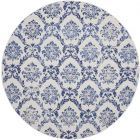 Nourison Home Whimsicle WHS01 8' x Round Ivory Navy Farmhouse Indoor Rug (Dropshippable)