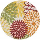 Nourison Home Aloha ALH05 4' x Round Red Multicolor Tropical Rug