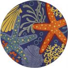 Nourison Home Aloha ALH24 5'3" x Round Navy Multicolor Round Outdoor Rug (Dropshippable)