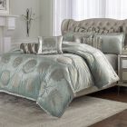 AICO Michael Amini Regent 10pc King Comforter Set, Ice Blue (Promo)