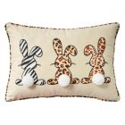 Nourison Home Holiday Pillows Applique Bunnies 14" x 20" Beige Indoor Throw Pillow