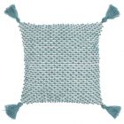 Nourison Home Outdoor Pillows Loops Stripes 18" x 18" Turquoise Throw Pillow