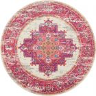 Nourison Home Passion PSN03 4' x Round Ivory/Fuchsia Bohemian Indoor Rug (Dropshippable)