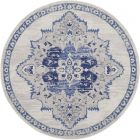 Nourison Home Whimsicle WHS14 5' x Round Ivory Blue Bohemian Indoor Rug (Dropshippable)