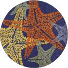 Nourison Home Aloha ALH28 5'3" x Round Blue Multicolor Round Outdoor Rug