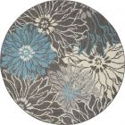 Nourison Home Passion PSN17 5' x Round Charcoal/Blue Contemporary Indoor Rug (Dropshippable)