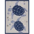 Nourison Home Aloha ALH27 7'10" x 10'6" Navy Blue Rectangle Coastal, Nautical & Beach Rug (Dropshippable)