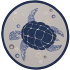 Nourison Home Aloha ALH27 7'10" x Round Navy Blue Round Coastal, Nautical & Beach Rug (Dropshippable)