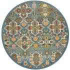 Nourison Home Allur ALR03 7'10" x Round Turquoise Ivory Round Bohemian Indoor Rug