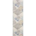 Nourison Home Seaside SDS04 2'3" x 7'6" Ivory Grey Blue Coastal, Nautical & Beach Indoor Rug (Dropshippable)