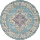 Nourison Home Passion PSN03 4' x Round Light Blue Bohemian Indoor Rug (Dropshippable)