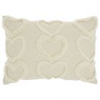 Nourison Home Lifestyle Raised Hearts 14" x 20" Cream Indoor Throw Pillow