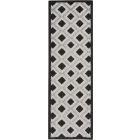 Nourison Home Aloha ALH26 2'3" x 8' Black White Runner Modern Rug (Dropshippable)