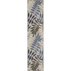 Nourison Home Aloha ALH18 2'3" x 8' Grey/Blue Runner Tropical Rug (Dropshippable)