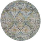Nourison Home Ankara Global ANR07 6' x Round Blue/Green Round Vintage Indoor Rug (Dropshippable)