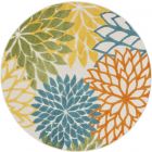 Nourison Home Aloha ALH05 5'3" x Round Turquoise Multicolor Round Tropical Rug