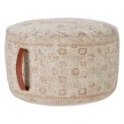 Nourison Home Nicole Curtis Erased Print Drum 20" x 20" x 12" Ivory Beige Indoor Poufs