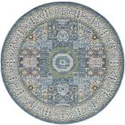 Nourison Home Ankara Global ANR17 6' x Round Ivory Light Blue Bohemian Indoor Rug (Dropshippable)