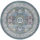 Nourison Home Ankara Global ANR17 4' x Round Ivory Light Blue Bohemian Indoor Rug (Dropshippable)