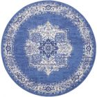 Nourison Home Whimsicle WHS03 8' x Round Navy Farmhouse Indoor Rug (Dropshippable)