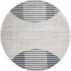 Nourison Home Astra Machine Washable ASW03 5'3" x Round Ivory Blue Modern Indoor Rug (Dropshippable)