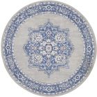 Nourison Home Whimsicle WHS03 8' x Round Grey Blue Farmhouse Indoor Rug (Dropshippable)