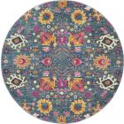 Nourison Home Passion PSN01 4' x Round Denim Bohemian Indoor Rug (Dropshippable)