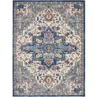 Nourison Home Ankara Global ANR15 8'10" x 11'10" Ivory Navy Rectangle Bohemian Indoor Rug