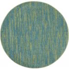 Nourison Home Essentials NRE01 4' x Round Blue Green Outdoor Rug (Dropshippable)