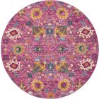 Nourison Home Passion PSN01 5' x Round Fuchsia Bohemian Indoor Rug (Dropshippable)