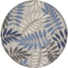 Nourison Home Aloha ALH18 4' x Round Grey/Blue Tropical Rug (Dropshippable)