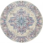 Nourison Home Grafix GRF14 4' x Round Ivory/Pink Vintage Indoor Rug (Dropshippable)
