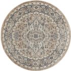 Nourison Home Quarry QUA05 5'3" x Round Beige/Grey Farmhouse Indoor Rug (Dropshippable)