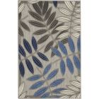 Nourison Home Aloha ALH18 2'8" x 4' Grey/Blue Rectangle Tropical Rug (Dropshippable)