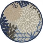 Nourison Home Aloha ALH05 5'3" x Round Blue/Multicolor Tropical Rug (Dropshippable)