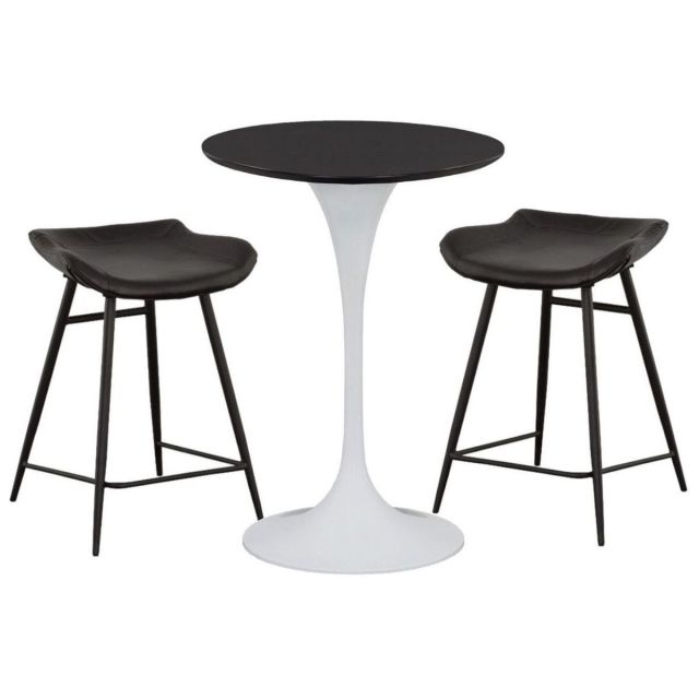 Fairfield Chair Massimo Laminate 26" Counter Height Dining Set with Tulip Base in Midnight/Blanca