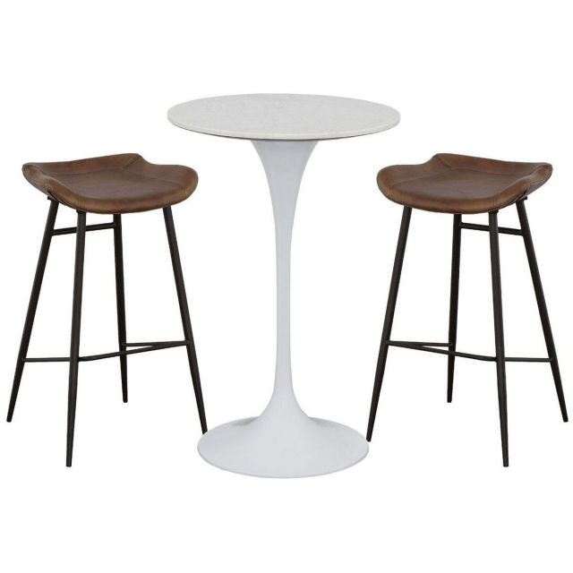 Fairfield Chair Massimo-Tulip Carrara Marble 26" Bar Height Dining Set in Blanca