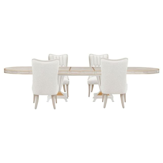 AICO Michael Amini St. Charles 5pc Double Pedestal Dining Set in Dove Gray
