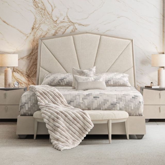 AICO Michael Amini Fantosini Panel Bedroom Set in Silver Leaf