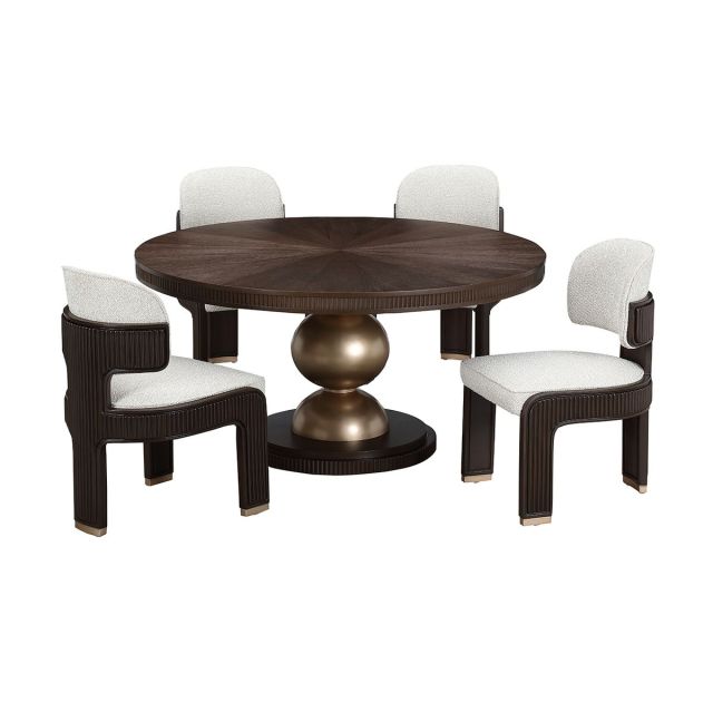 AICO Michael Amini West Kensington 5pc Round Dining Set in Medium Espresso