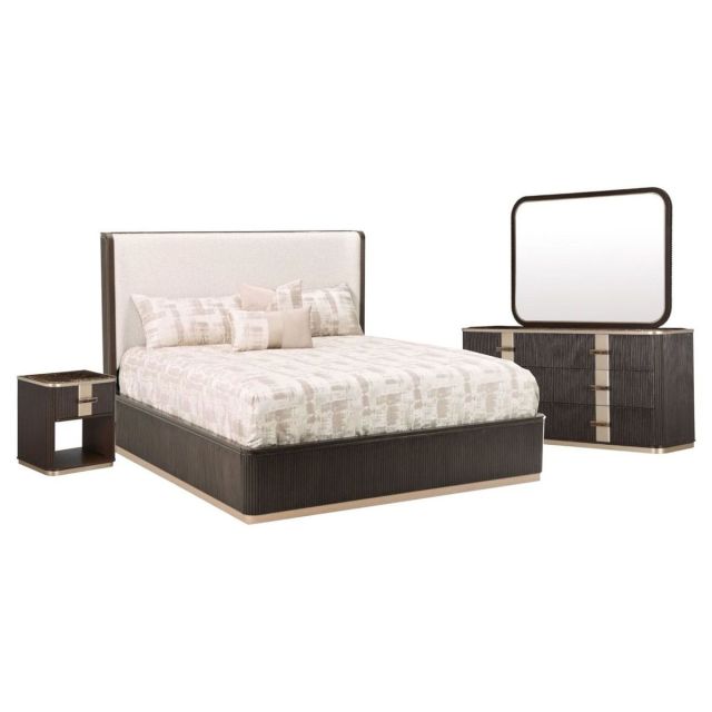 AICO Michael Amini West Kensington Eastern King Bedroom Set in Medium Espresso