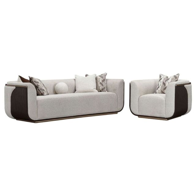 AICO Michael Amini West Kensington Sofa Set in Medium Espresso
