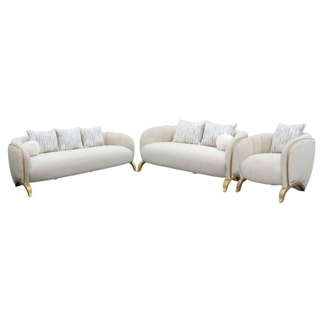 AICO Michael Amini Scotts Square Sofa Set in Light Champagne