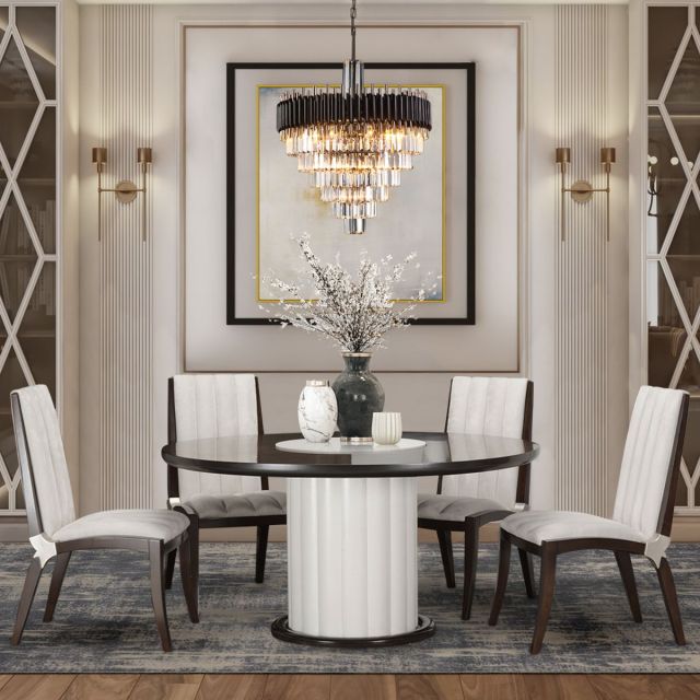 AICO Michael Amini Paris Chic 5pc 60'' Round Dining Set in Espresso