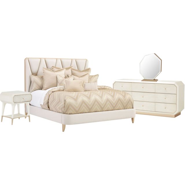 AICO Michael Amini La Rachelle Upholstered Panel Bedroom Set 9034040