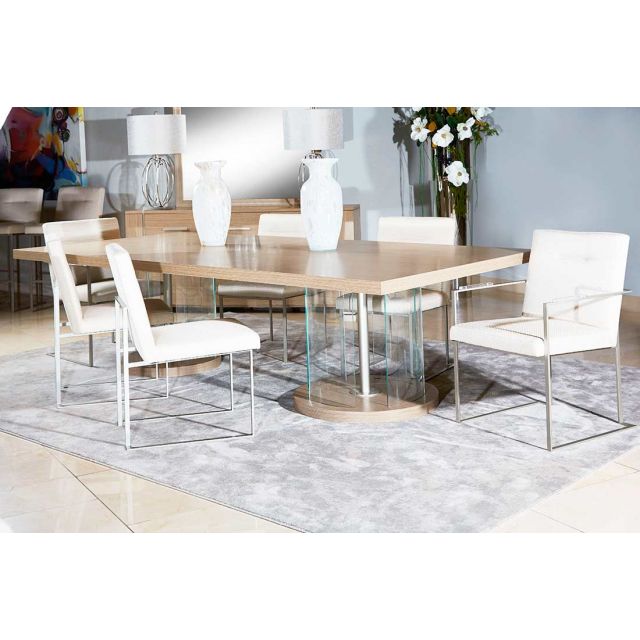 AICO Michael Amini Laguna Ridge Rectangular Double Pedestal Dining Set - Washed Oak