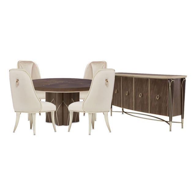 AICO Michael Amini Villa Cherie Round Dining Set - Hazelnut