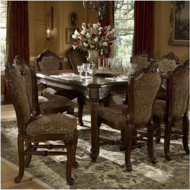 Aico Michael Amini Windsor Court  Gathering Table Set in Vintage Fruitwood