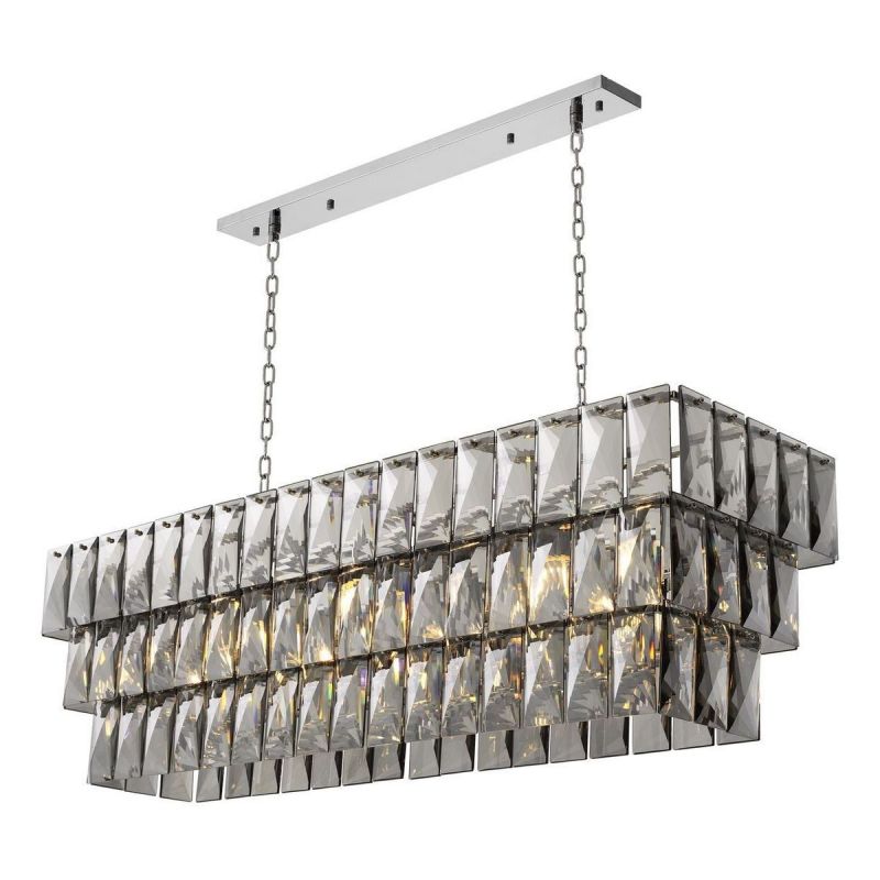 Eichholtz Amazone Rectangular Chandelier with Smoke Crystal Glass